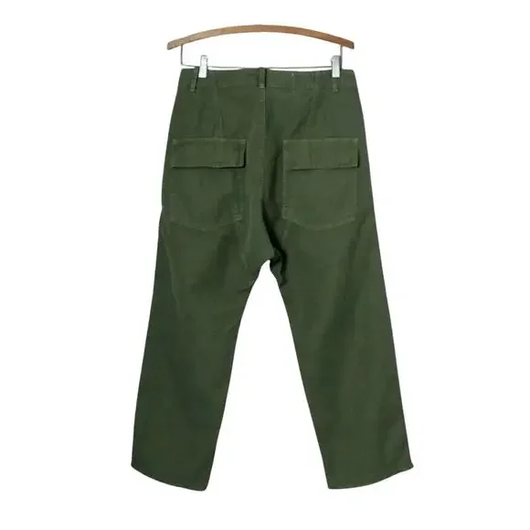 Nili Lotan 00 Slouchy Linen $380 Luna Pants Drop Crotch Cropped Army Green 0 2 4 - Picture 4 of 11